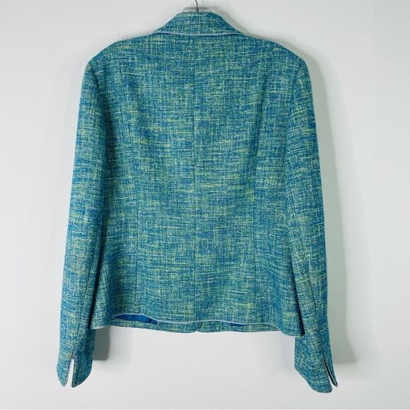 Ellen Tracy blue yellow tweed button preppy office blazer 10 - Picture 6 of 6